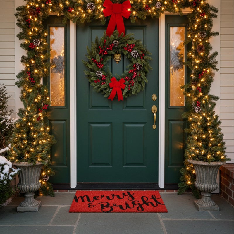 Calloway Mills 104972436 Merry & Bright Doormat, 24" x 36", Red/Black - Image 2